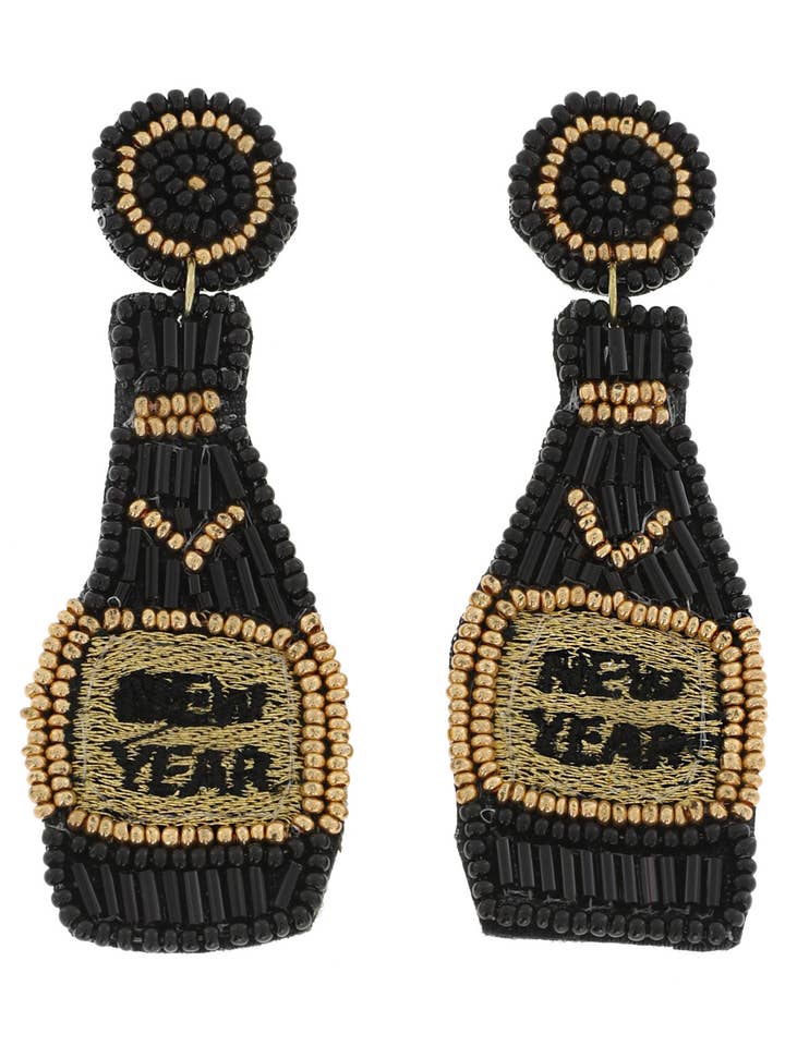 2-Tier Beaded Handmade Embroidery New Year's Earrings for wholesale by SP Sophia Collection