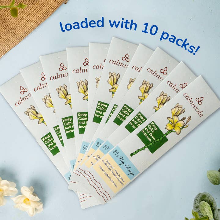 Calmveda Incense & Aromatherapy - Wholesale Incense - 80s Nag Champa Incense Display set (10 Pack) Charcoal free2