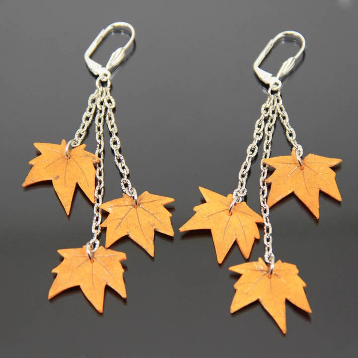 Maple Leaf Øreringe Efterår Efterår Orange Dinglende Øreringe for engroshandel hos SomeBijoux4You