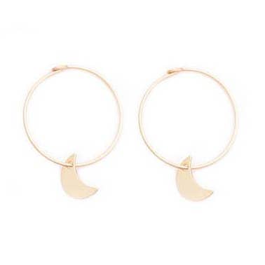 gold & gray - Wholesale Hoop Earrings - Mini Moon Hoops Earring0