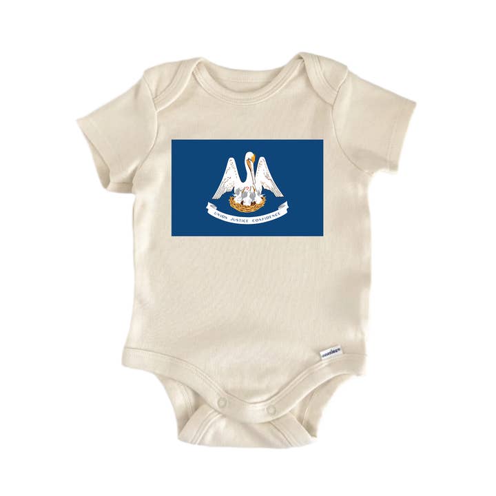 Us States Flag Louisiana - Baby Bodysuit for wholesale by North Fork Forager LLC