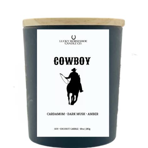 Lucky Horseshoe Candle Co. - Wholesale Jar/Filled Candle - Cowboy Soy Coconut 10oz Candle Black Matte Jar