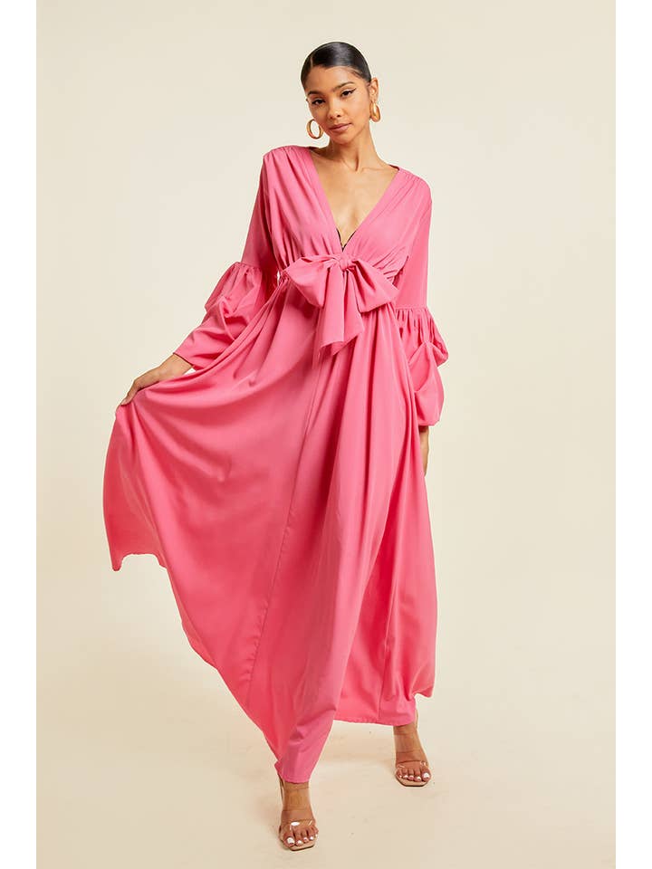 QMP Moda - Wholesale Dress - Women's - V NECK MAXI DRESS WITH ELASTIC WAIST10