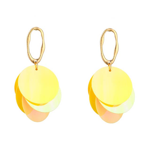 Nima Accessories Inc - Wholesale Dangle Earrings - Ladies Dangling Fashion Sequined Disk Earrings