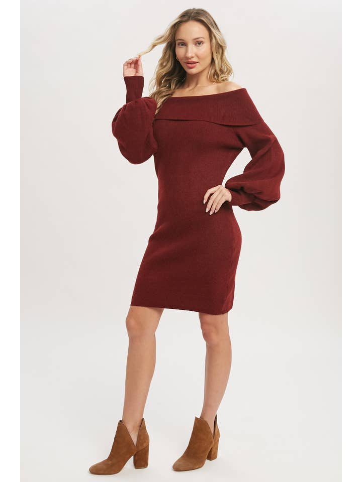 Bluivy - Wholesale Dress - Women's - OFF SHOULDER SWEATER DRESS14