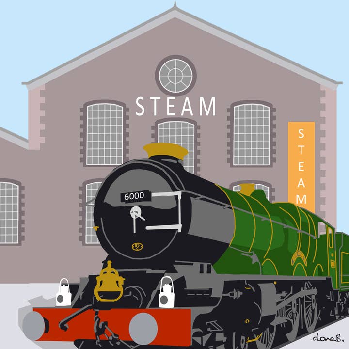 Swindon Steam Museum Card for wholesale by dona B drawings
