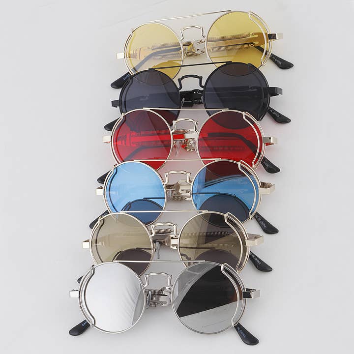 Multicolor Rounded Aviator Sunglasses for wholesale on Faire5