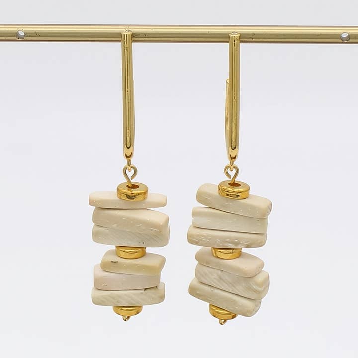 Ivory Stacked Drop Earrings for wholesale by Sylca Designs
