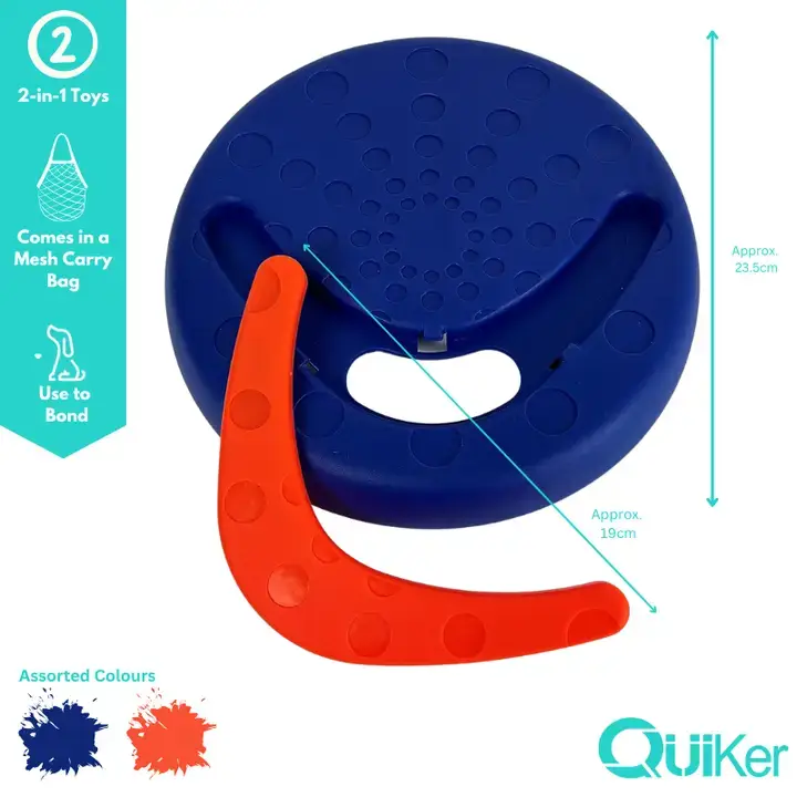 Quiker Pet Products - Wholesale Pet Fetch Ball - Dog - Blue 2-in-1 Frisbee & Boomerang - Dog Toy -  3 Pack2