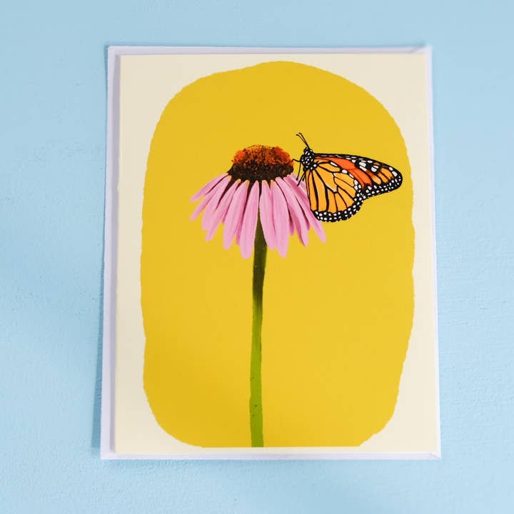 Botanical Greeting Card | Monarch Butterfly & Coneflower for wholesale by Acorn & Artisan