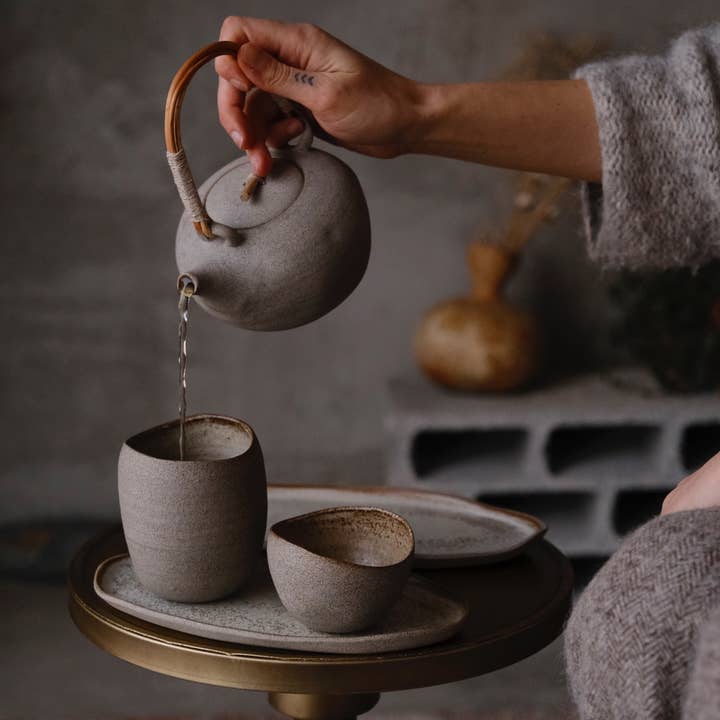 LAIMA CERAMICS (SIA Radosa Apvieniba Spares) - Wholesale Coffee/Tea Cup - Stone - "SHELL" wheel thrown cup tumbler, altered, stoneware1