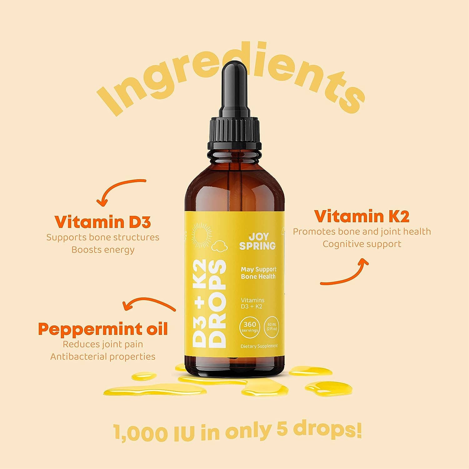 JoySpring - Wholesale Oral Supplement/Vitamin - D3+K2 Drops6
