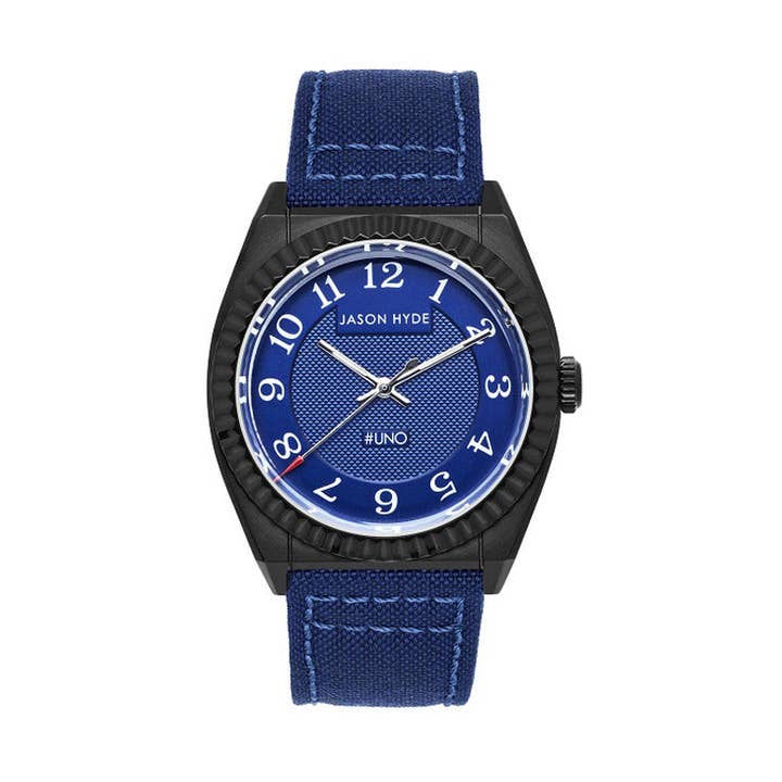 #UNO | RELOJ DE 40 MM CON ESFERA AZUL - CORREA DE CORDURA para venta al por mayor de JASON HYDE