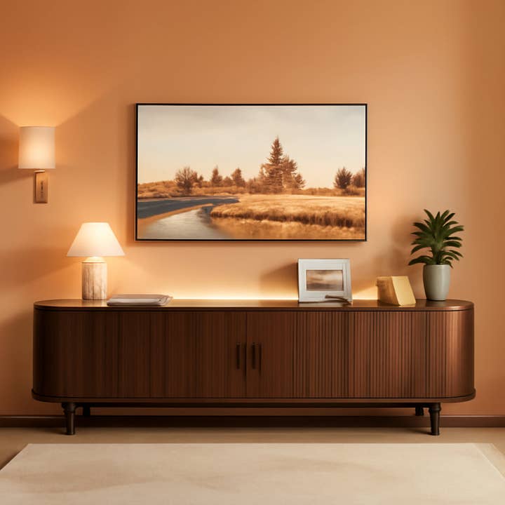 70 Inch Walnut Finish Contemporary Television Console for wholesale by ShipItFurniture