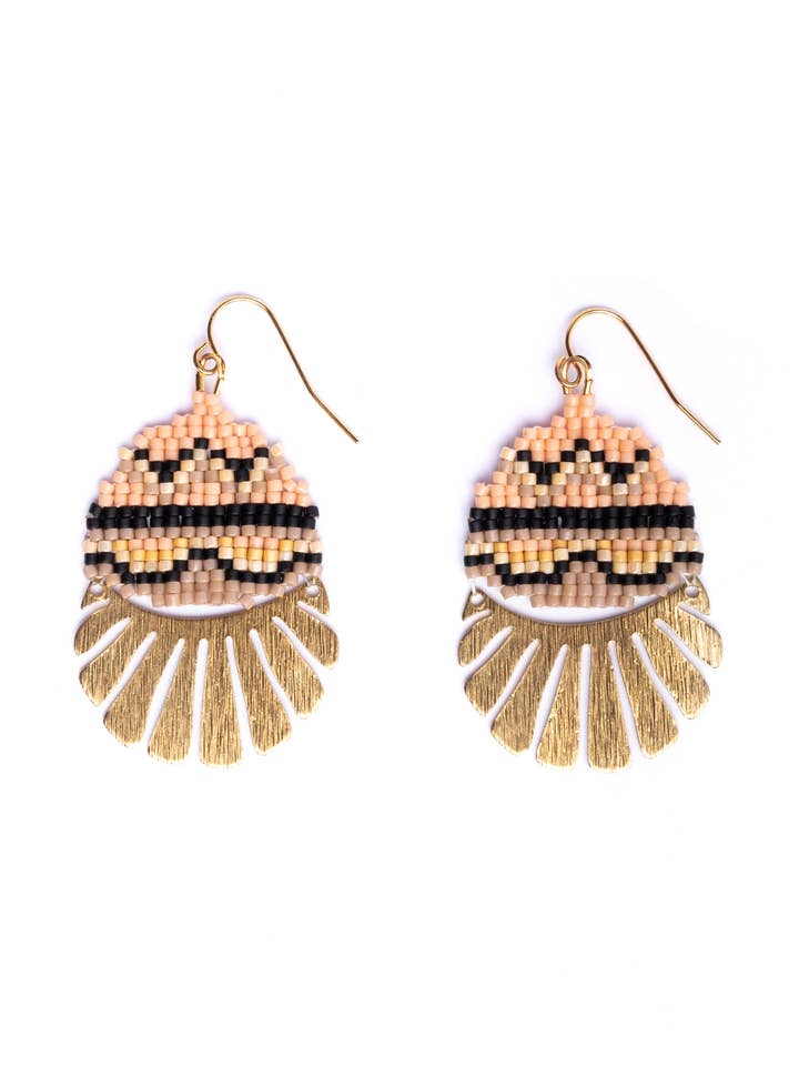 Beaded Handwoven Santa Fe Drops (Peach/Beige) for wholesale by Mayana Designs Co