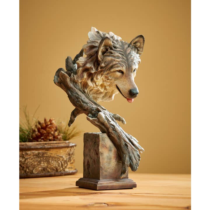 Survivor Wolf Bust - Wildlife Sculpture for wholesale by Art Brand Studios