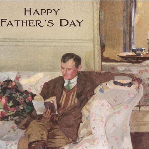 Found Image Press - Vendita all'ingrosso Stampa artistica - Stampa d'Arte DD-15 Buona Festa del Papà Lettura, con Cappello di Paglia0