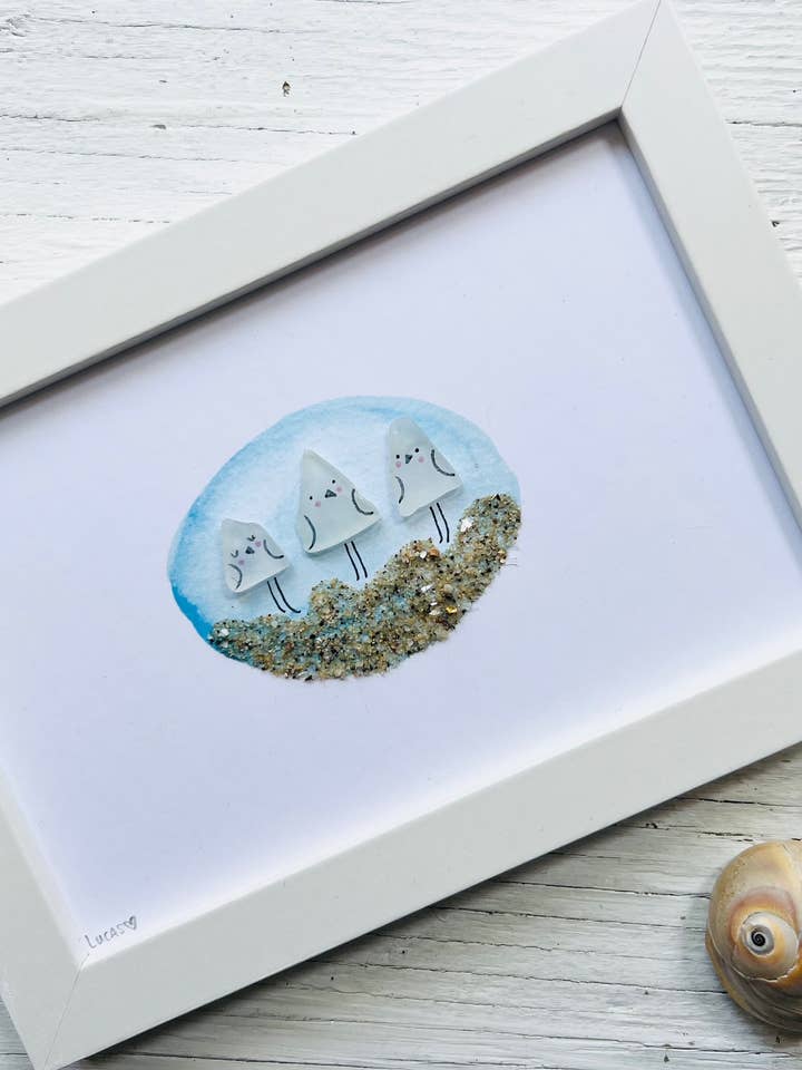 Shore Birds Sea Glass Art for wholesale by Sook & Hook