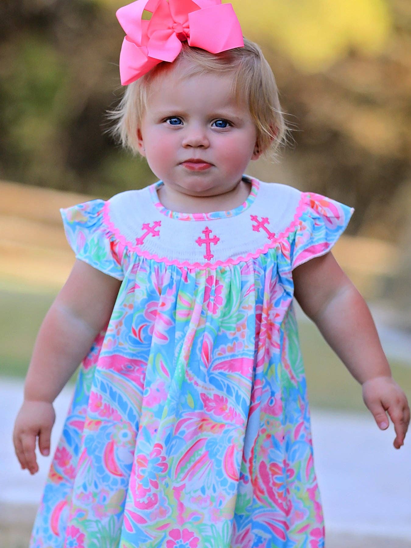 Rylee Faith Designs - Wholesale Dress - Baby - Easter Cross Smocking Embroidery Baby Girl Dress4