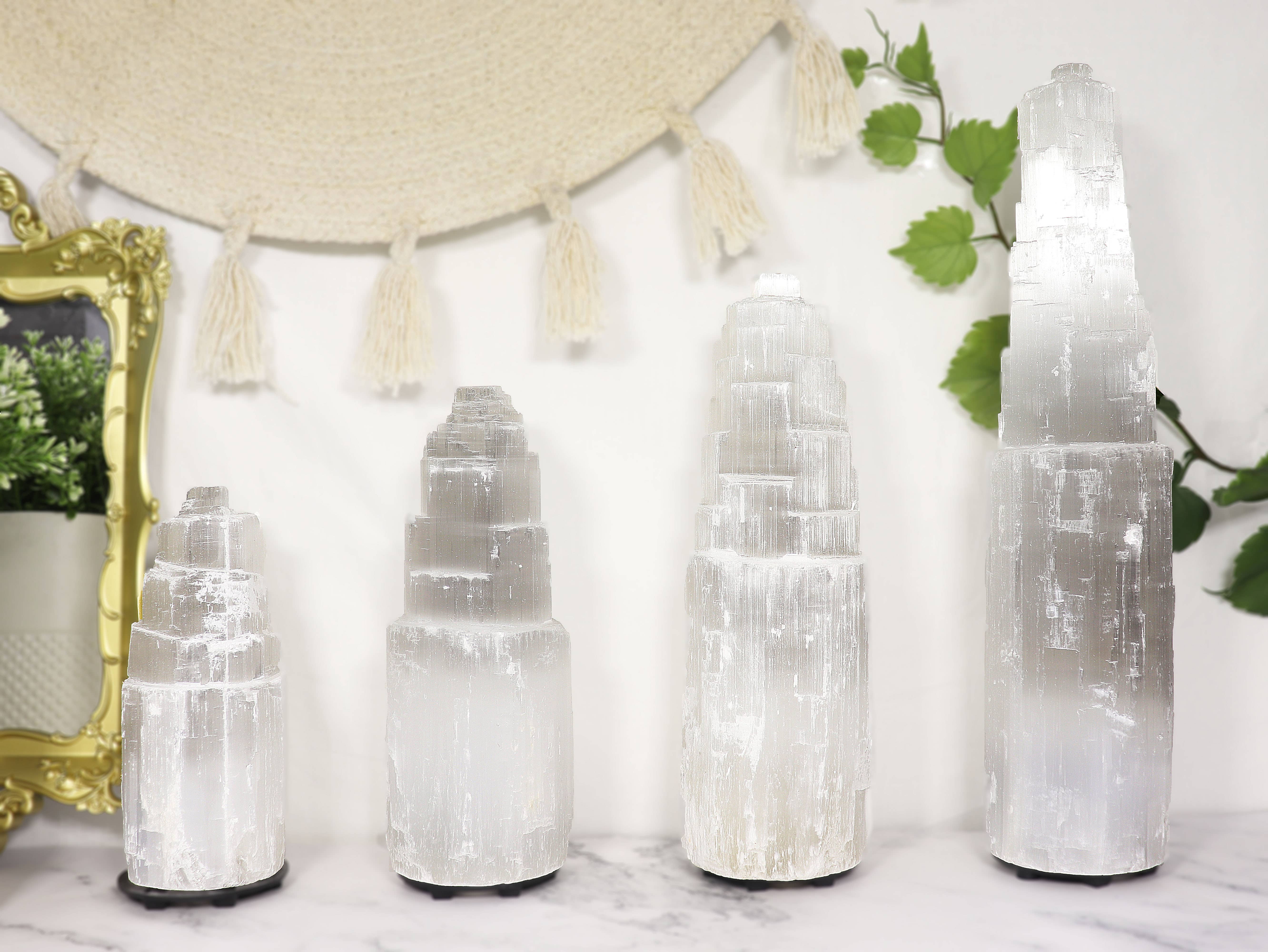 Natures Artifacts Inc - Wholesale Accent/Desk Lamp - Selenite Crystal Lamp from Morocco - Choose Your Size6