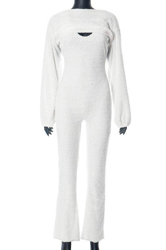 WHITE sweater top and jumpsuit set for wholesale on Faire4