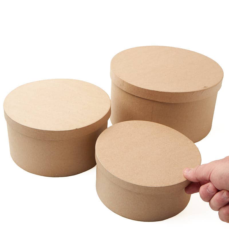 Factory Direct Craft – wholesale Decorative box – Premade 3-Piece Paper Mache Round Nested Box Set3
