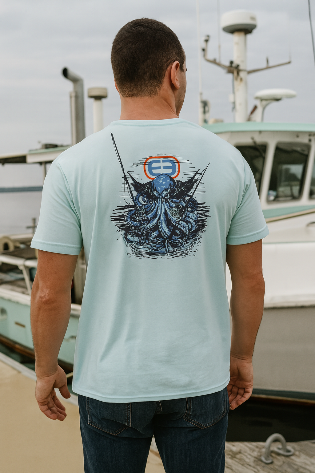 Blå DEEP Kraken Herre T-shirt for engroshandel på Faire2