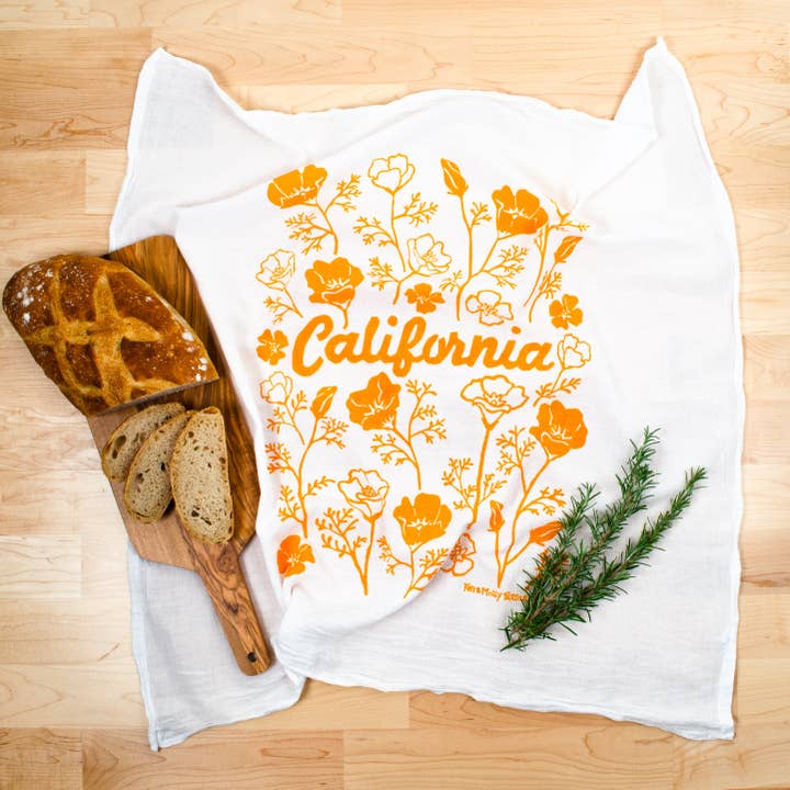 Flour Sack Dish Towel - Poppies for wholesale by Kei & Molly Textiles, LLC