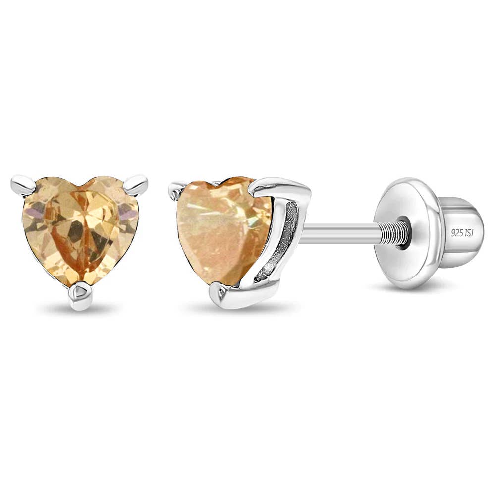 In Season Jewelry - Wholesale Oorbellen - Kinderen - CZ Heart Solitaire 4mm Kinder Oorbellen - Sterling Zilver31