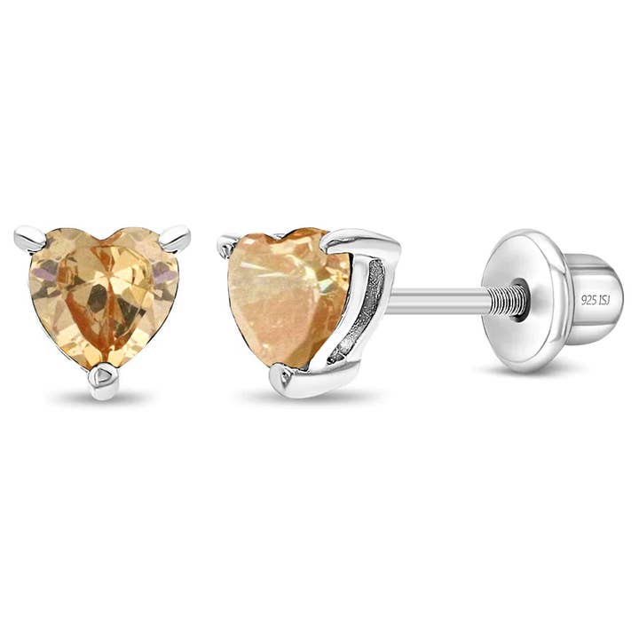 In Season Jewelry - Wholesale Oorbellen - Kinderen - CZ Heart Solitaire 4mm Kinder Oorbellen - Sterling Zilver31