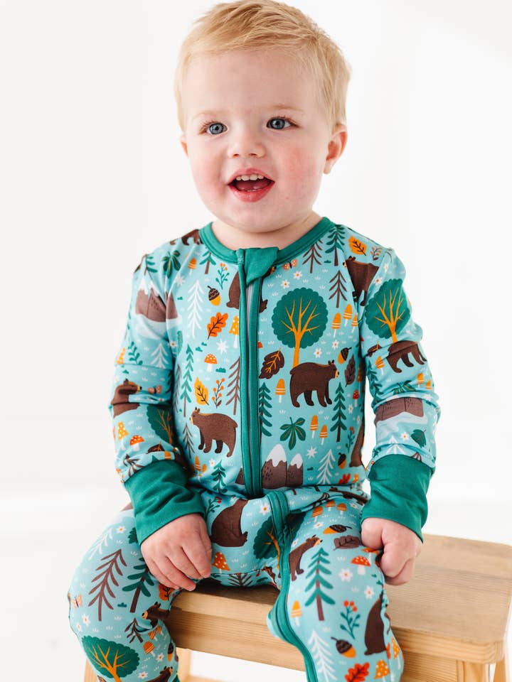 Baby Bamboo Pajamas - Bamboo Sleeper - Woody Woodland for wholesale by Bird & Bean®