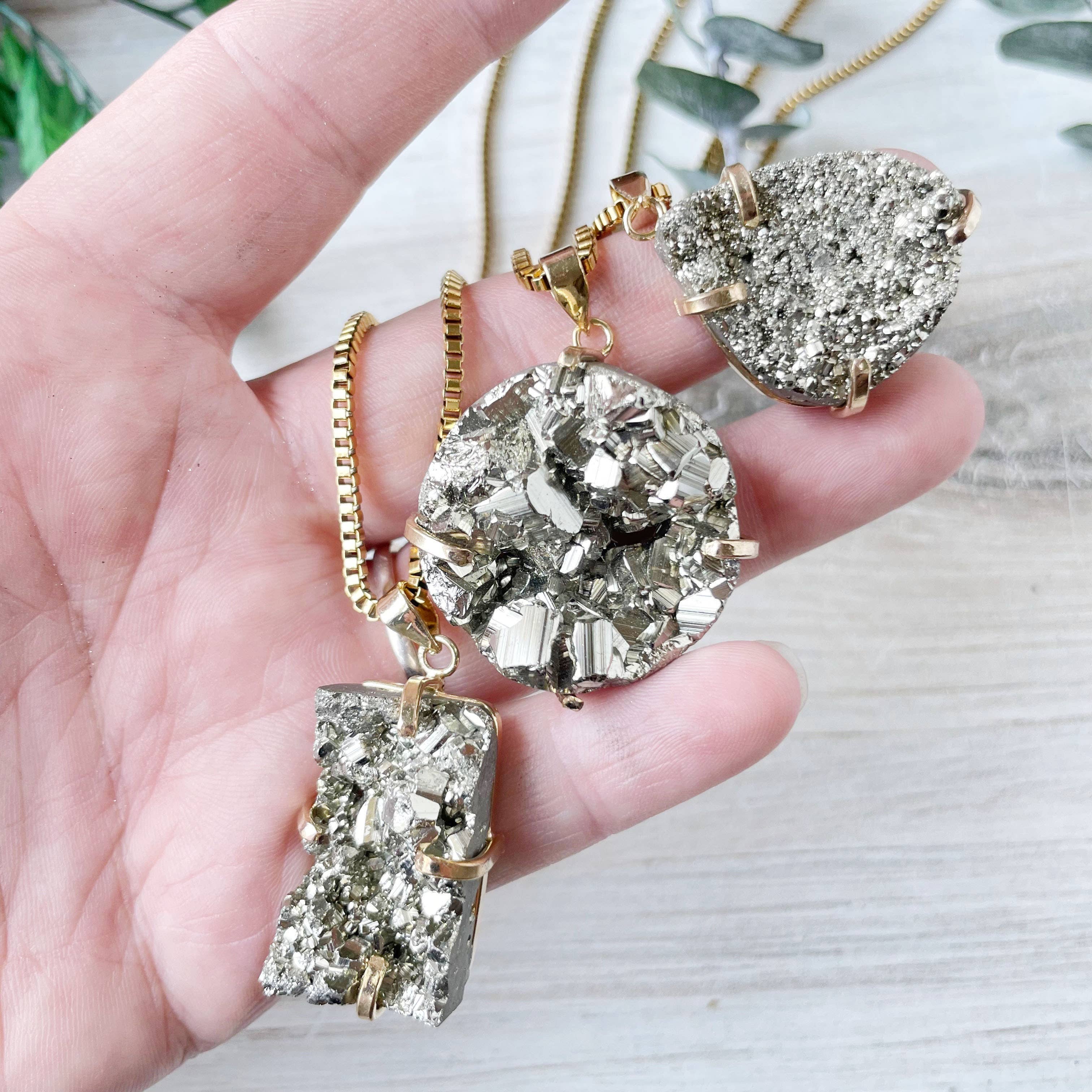 Ewelina Pas Jewelry - Wholesale Pendant/Charm Necklace - Gold Pyrite Prong Necklace1