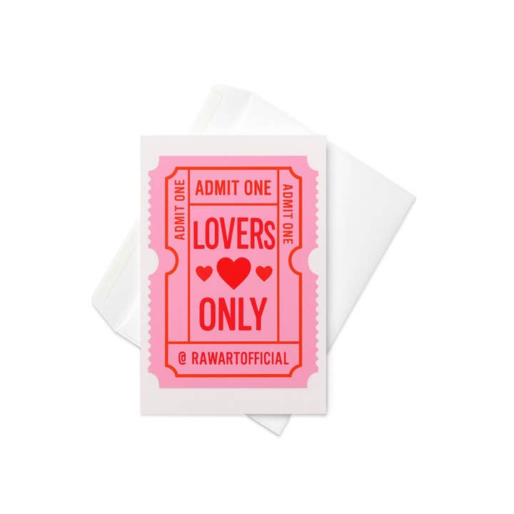 Hot Mess Paper Co. - Wholesale Valentine's Day card - Lovers Only Admit One Ticket Greeting Card – Retro Valentine’s Day Card, Anniversary Gift, Cute Love Card for Boyfriend Girlfriend3