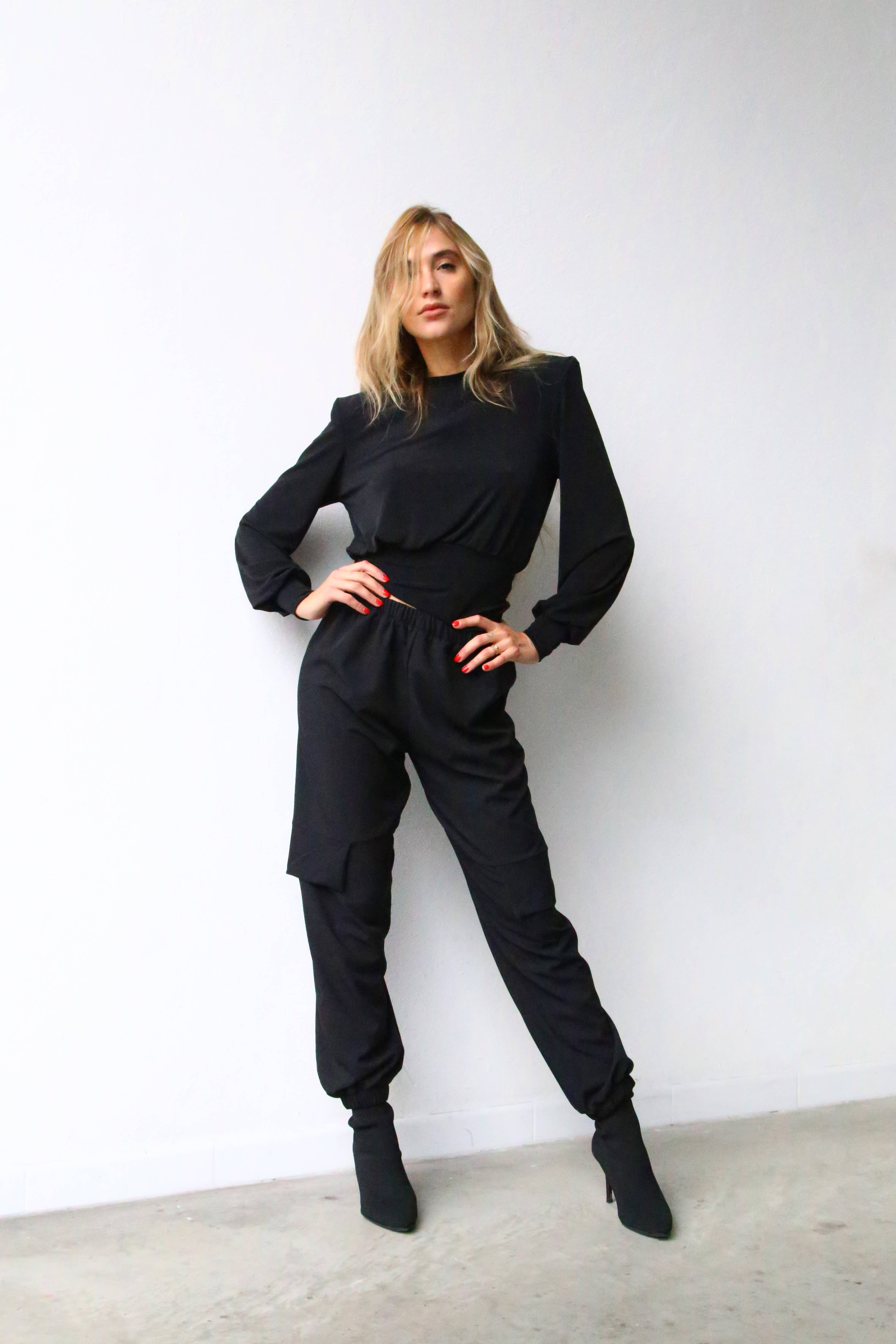 Sable P4050 BLACK CARGO PANTS WITH ELASTIC HEM for wholesale on Faire3