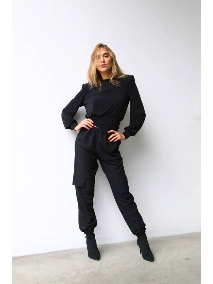 Sable P4050 BLACK CARGO PANTS WITH ELASTIC HEM for wholesale on Faire3