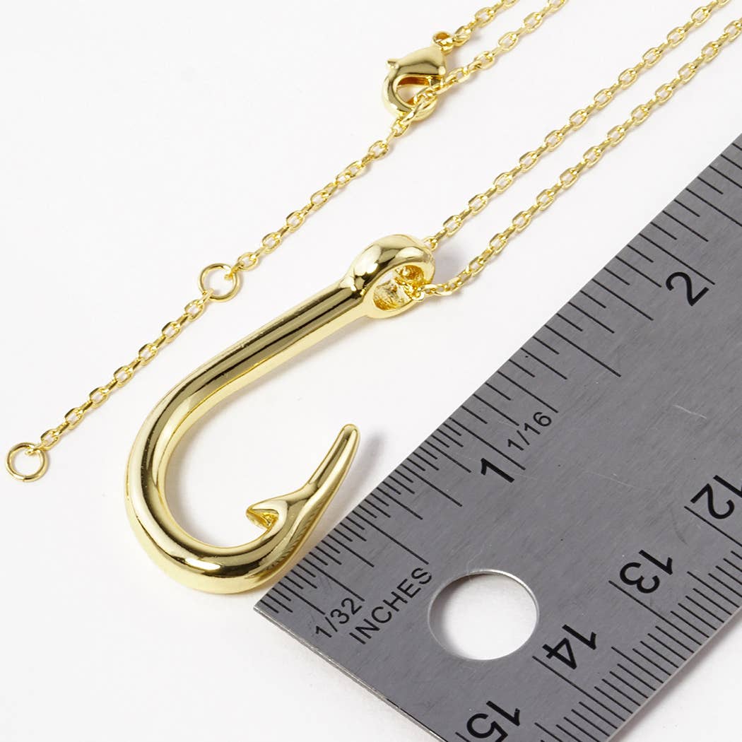 Fashion City - Wholesale Pendant/Charm Necklace - Gold-Dipped Fish Hook Fashion Necklace2