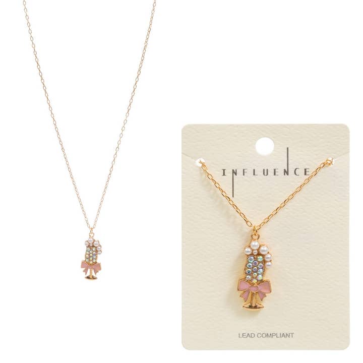 Designature New York - Vente Colliers à pendentif - Collier court en émail avec verre à vin de la Saint-Valentin0