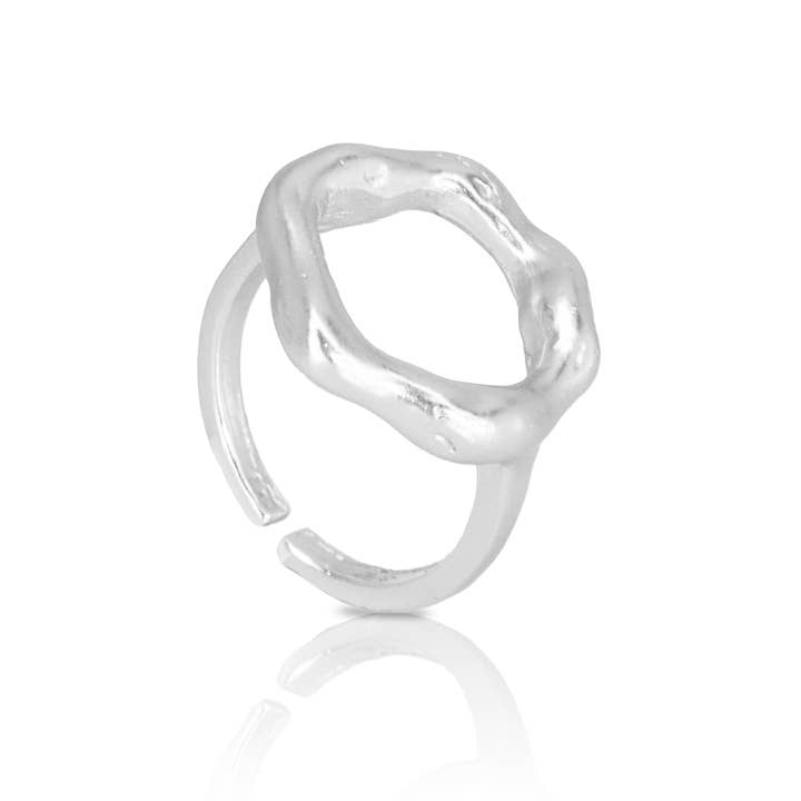 Argent Bague circulaire chic en forme de cercle biologique - Bijoux minimalistes en vente sur Faire