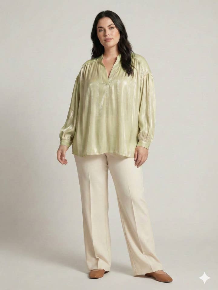 Plus size - Fluid blouse with V-neck for wholesale by C'MELODIE