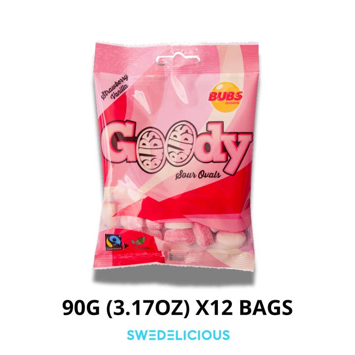 BUBS Goody Sour Strawberry Vanilla Ovals - Swedish Candy for wholesale by Swedelicious - Swedish Candy
