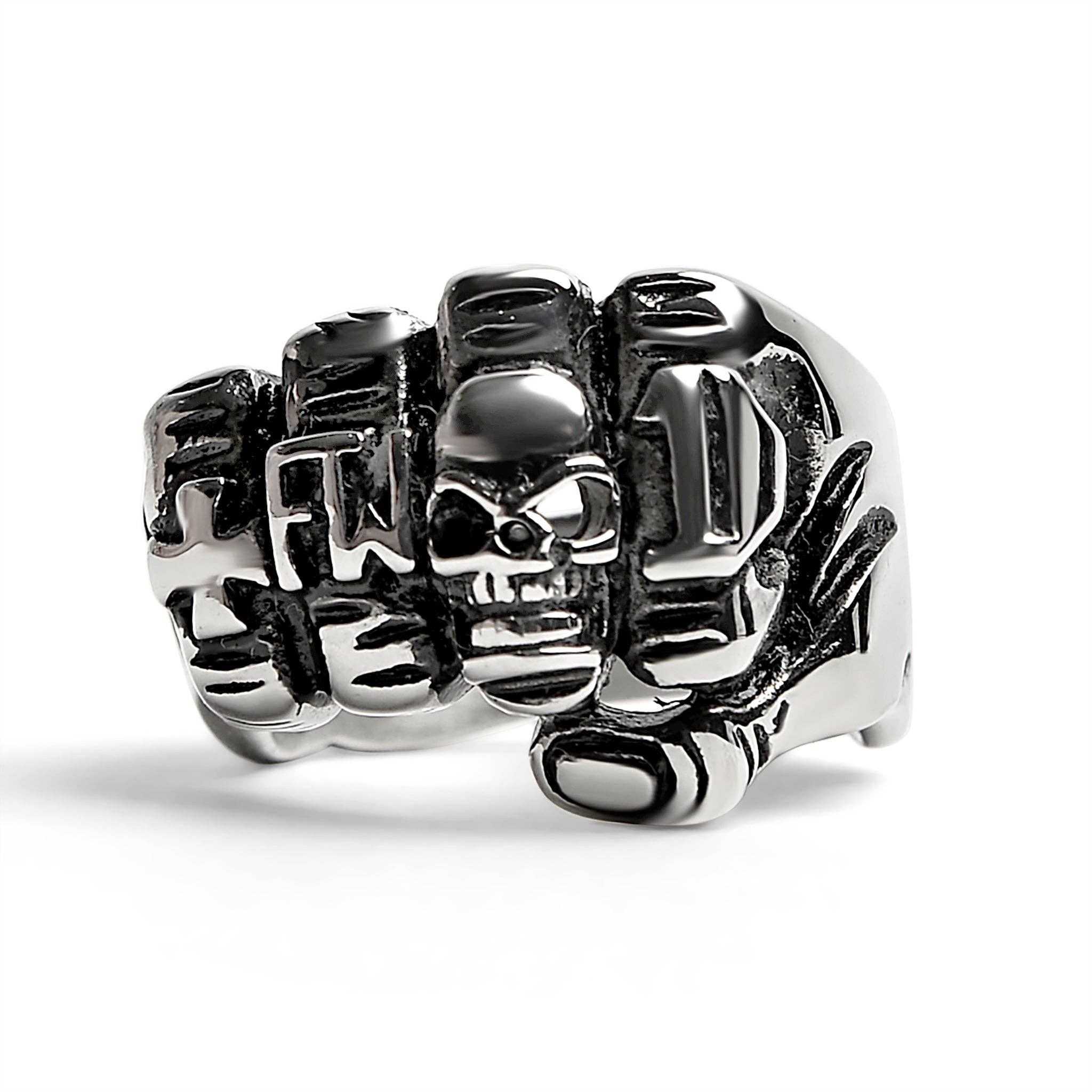WJW - Wholesale Cocktail/Statement Ring - Stainless Steel Biker Rings Fist Ring1