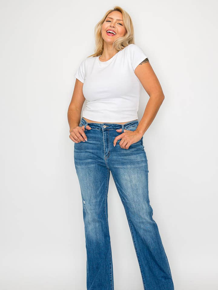 PLUS SIZE HIGH RISE BOOT CUT LEG #BT5007X for wholesale by Bytos