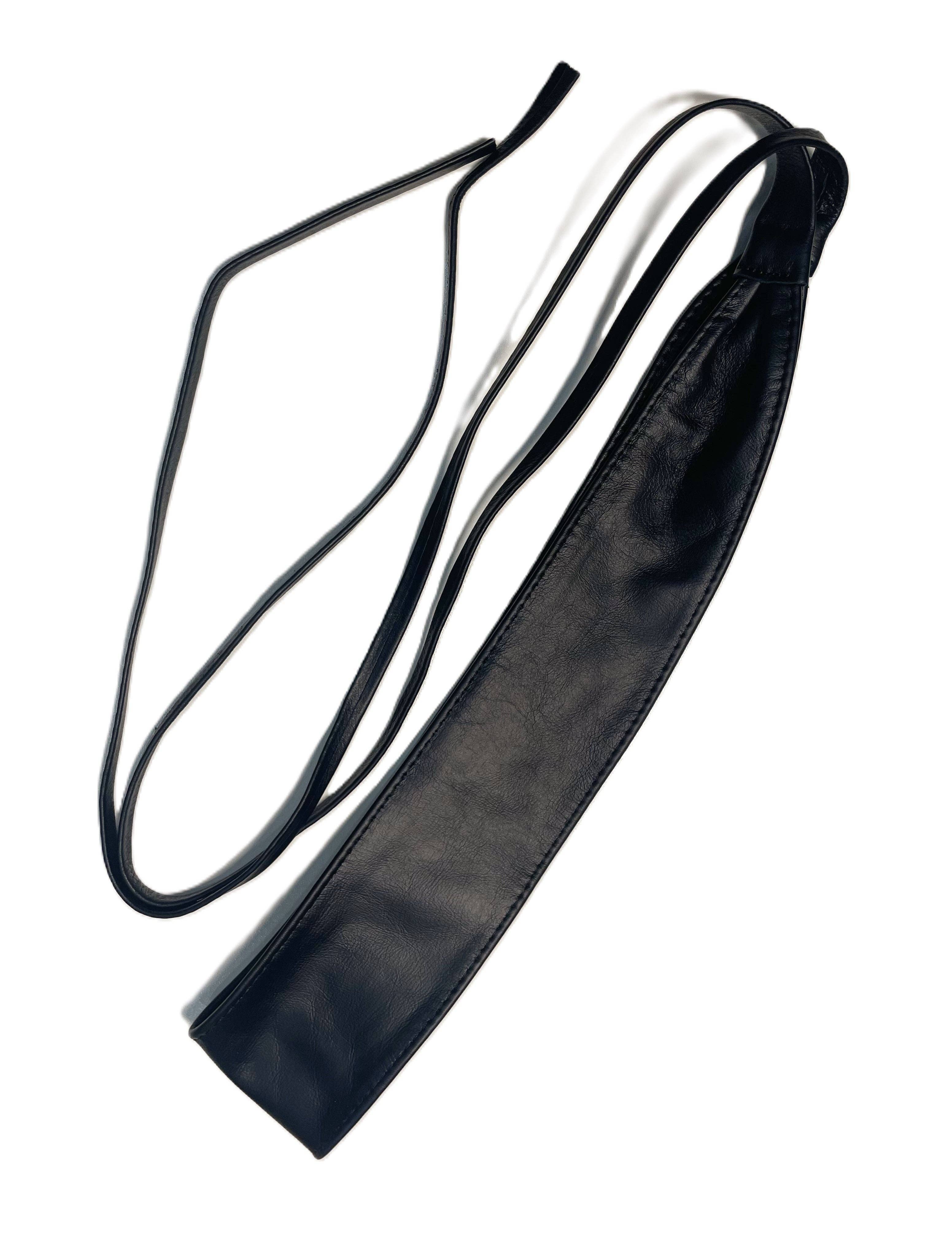 Hydestyle London - Wholesale Belt - Women's - Black Genuine Leather Wide Obi Wrap Waist Belt1