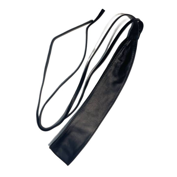 Hydestyle London - Wholesale Belt - Women's - Black Genuine Leather Wide Obi Wrap Waist Belt1