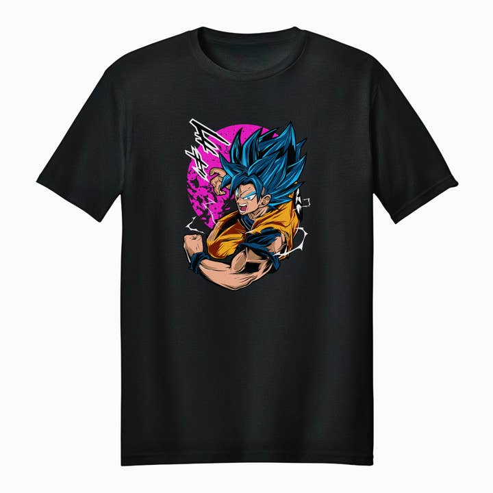 T-shirt Unissexo Adulto Dragon Ball Super Goku Super Saiyan Blue Power por atacado de Fundom