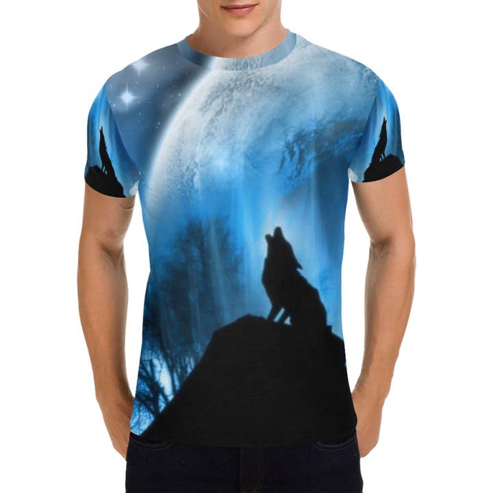 T-Shirt Howling Wolf para Homem por atacado de Pioneer Kitty Market