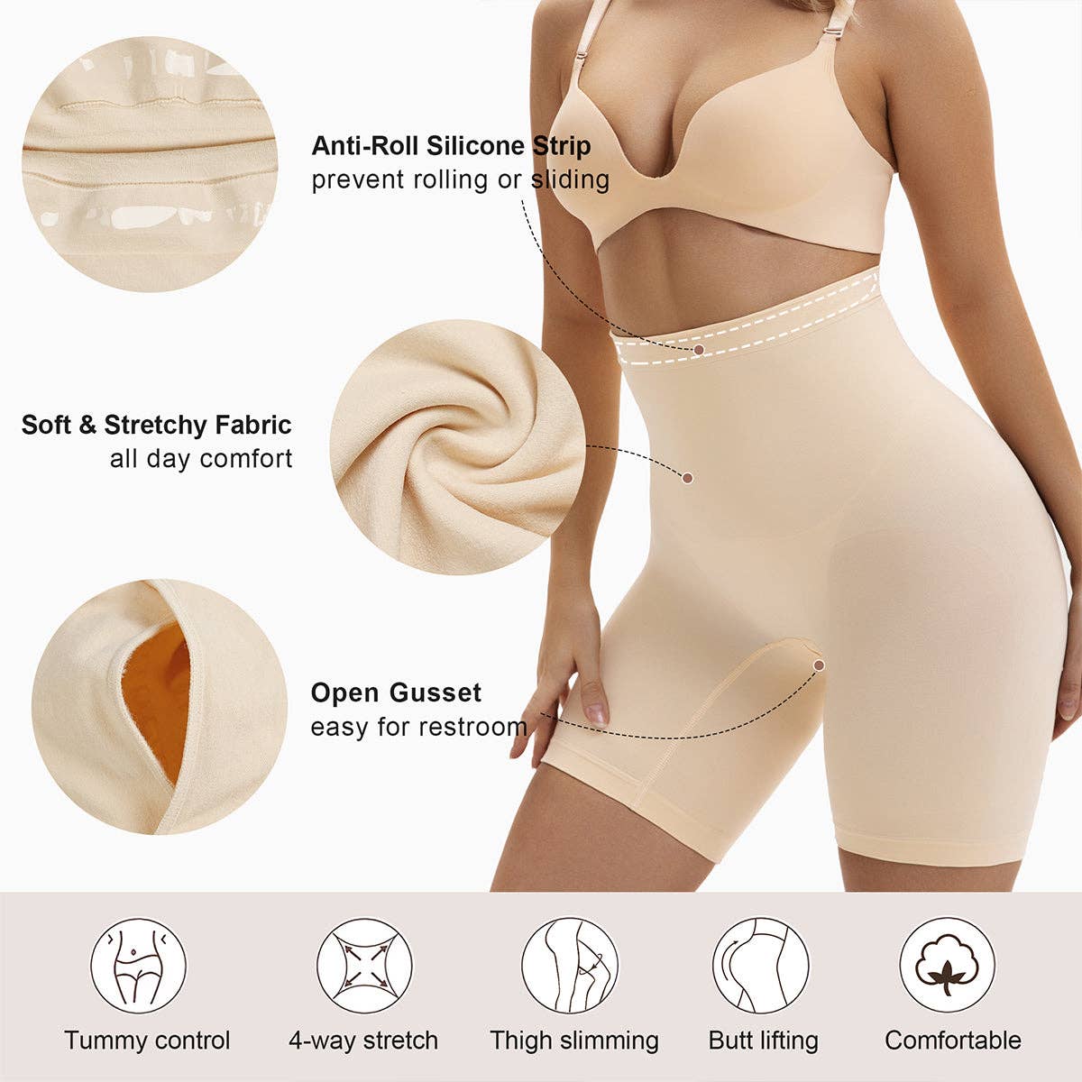 ShaperX Shapewear - Wholesale Shapewear - Women's - SHAPERX High-Waisted Tummy Control Seamless Control Paints4