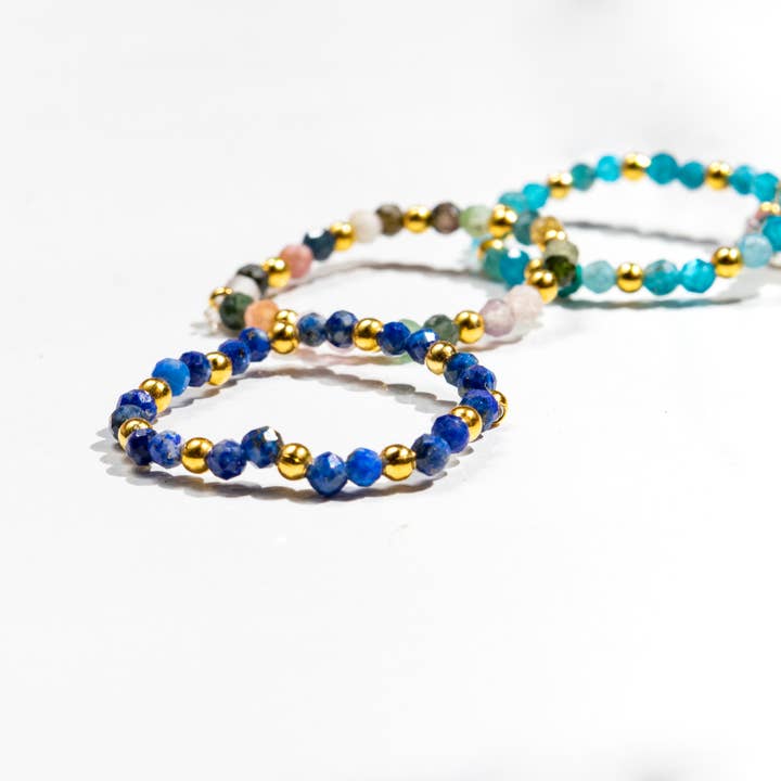 Lumily - Wholesale Band/Stacked Ring - Multi-Stone Gemstone Bead Elastic Ring - Thailand