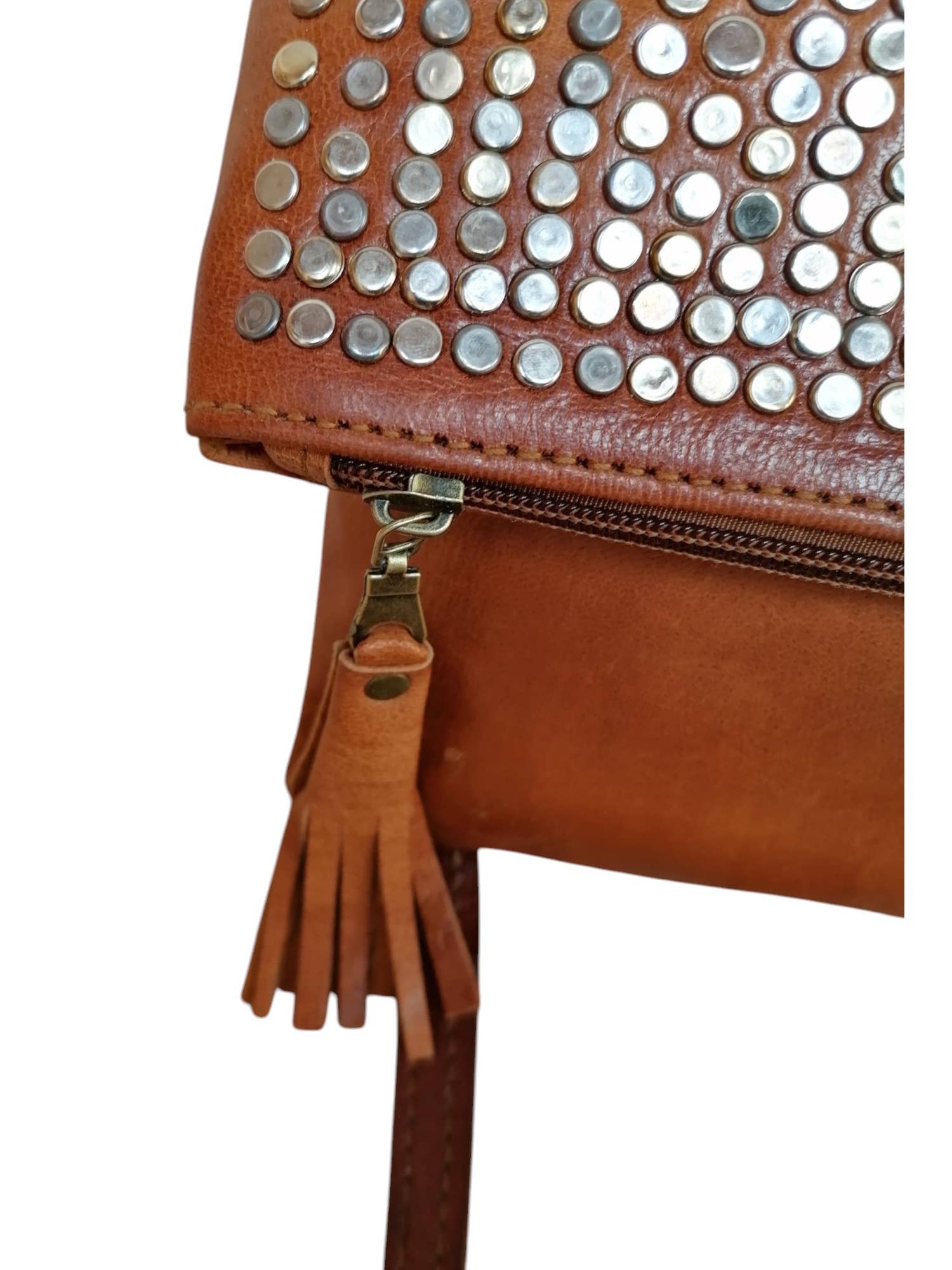 HandHappiness – wholesale Crossbody bag – Women's – Moroccan leather bag, Boho bag, Studded leather shoulder bag3