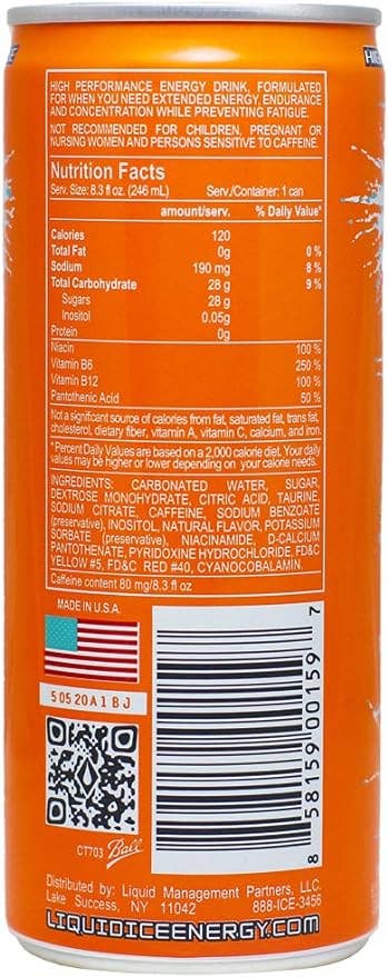 Liquid Ice Energy - Wholesale Sports/Energy Drink - Citrus Pop Original - 8.4oz (24pack)2